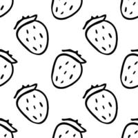 Seamless strawberries pattern. Doodle vector with strawberries icons. Vintage strawberries pattern