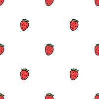 Seamless strawberries pattern. Doodle vector with red strawberries icons. Vintage strawberries pattern