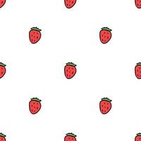 Seamless strawberries pattern. Doodle vector with red strawberries icons. Vintage strawberries pattern