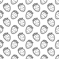 Seamless strawberries pattern. Doodle vector with strawberries icons. Vintage strawberries pattern