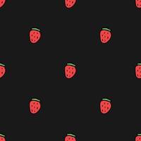 Seamless strawberries pattern. Doodle vector with red strawberries icons. Vintage strawberries pattern