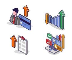 Flat isometric concept illustration. home investment business creative icon set bundle vector