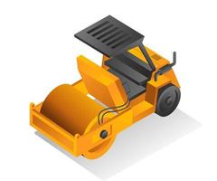 Isometric design concept illustration. vibro roller and Wales Stum heavy equipment vector
