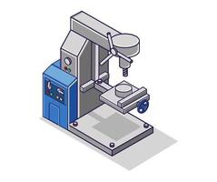 Flat isometric concept illustration. advanced technology of cnc drilling machine industry vector