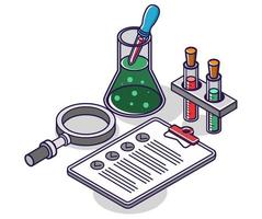 Illustration of an isometric list concept. laboratory experiment assignment checklist