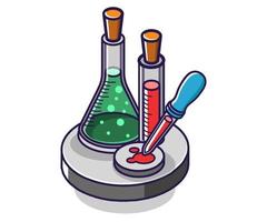 Flat isometric concept illustration. lab experiment bottle vector