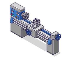 ilustración de concepto isométrico plano. alta tecnología de la industria del torno cnc vector