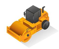 Isometric design concept illustration. vibro roller and Wales Stum heavy equipment vector