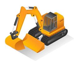 Isometric design concept illustration. beko excavator heavy equipment