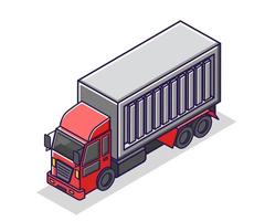 Flat isometric concept illustration. delivery truck vector