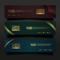 Set banner template design with luxury and elegant lines shape ornament effect on texture pattern background vector