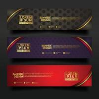 Set banner template design with luxury and elegant lines shape ornament effect on texture pattern background vector