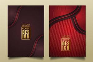 Set cover design template with Luxury and elegant flow lines overlap layers ornament and realistic texture on dark background vector