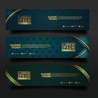 Set banner template design with luxury and elegant lines shape ornament effect on texture pattern background vector