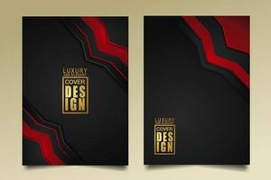 Set cover design template with Luxury and elegant flow lines overlap layers ornament and realistic texture on dark background vector