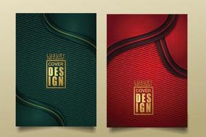 Set cover design template with Luxury and elegant flow lines overlap layers ornament and realistic texture on dark background vector