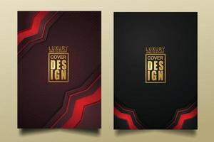 Set cover design template with Luxury and elegant flow lines overlap layers ornament and realistic texture on dark background vector