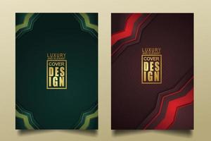 Set cover design template with Luxury and elegant flow lines overlap layers ornament and realistic texture on dark background vector