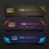 Set banner template design with luxury and elegant lines shape ornament effect on texture pattern background vector