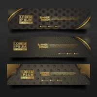 Set banner template design with luxury and elegant lines shape ornament effect on texture pattern background vector