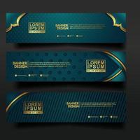 Set banner template design with luxury and elegant lines shape ornament effect on texture pattern background vector