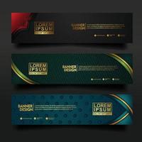 Set banner template design with luxury and elegant lines shape ornament effect on texture pattern background vector