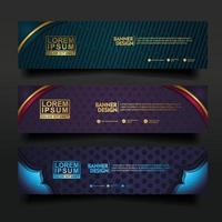 Set banner template design with luxury and elegant lines shape ornament effect on texture pattern background vector