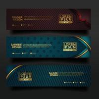 Set banner template design with luxury and elegant lines shape ornament effect on texture pattern background vector