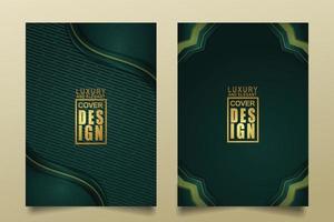 Set cover design template with Luxury and elegant flow lines overlap layers ornament and realistic texture on dark background vector