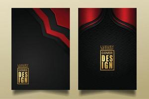 Set cover design template with Luxury and elegant flow lines overlap layers ornament and realistic texture on dark background vector