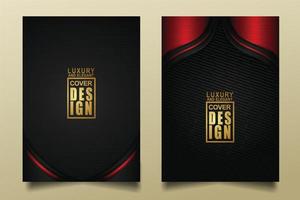 Set cover design template with Luxury and elegant flow lines overlap layers ornament and realistic texture on dark background