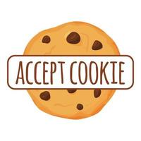 Accept Cookies, text. Protection of personal information cookie mascot character. vector