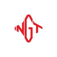 diseño creativo del logotipo de la letra ngt con gráfico vectorial vector