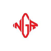 diseño creativo del logotipo de la letra ngr con gráfico vectorial vector