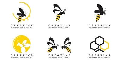 simple yellow honey bee free icon vector logo