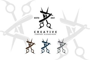 peluquero herramienta tijeras logo icono fondo símbolo vector