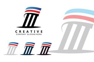 Building column pillar logo design, building structure vector illustration