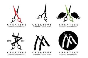 Barber tool scissors logo icon background symbol vector