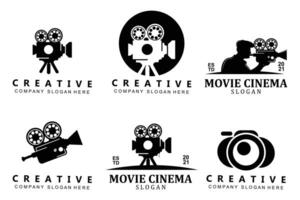 Cámara de vídeo, reproductor de películas y grabadora, símbolo del icono del logotipo vector