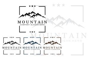 Mountain View logo vector design at sunrise for Outdoor Nature Adventure