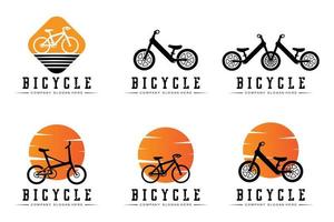 vector de icono de logotipo de bicicleta, vehículo para deportes, carreras, casual, cuesta abajo, plantilla retro