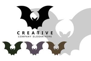 Bat Logo design, halloween illustration, corporate brand, night animal icon vector