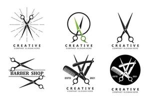 peluquero herramienta tijeras logo icono fondo símbolo vector