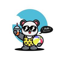 Cute panda summer vector illustration