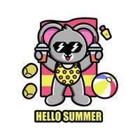 Cute koala summer vector illustration