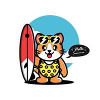 Ilustración de vector de verano lindo gato