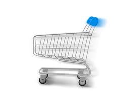 Empty supermarket trolley with motion blur effect. 3d layered vector illustration