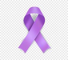 All cancers awareness symbol. Lavender ribbon isolated on transparent background vector