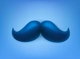 Blue men moustache on blue background. 3d vector illustration