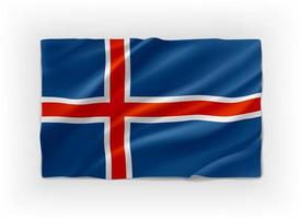 Red, White and blue flag of Iceland. 3d vector object isolated on white